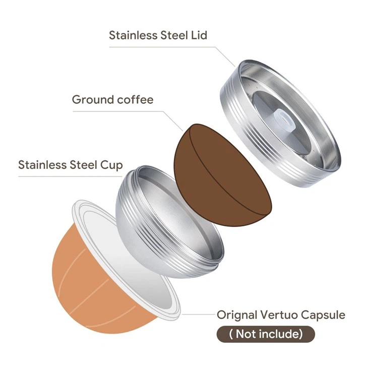 Stainless Steel Vertuo,Next Reusable Refill Coffee Filter 80150230ml Coffee Capsules